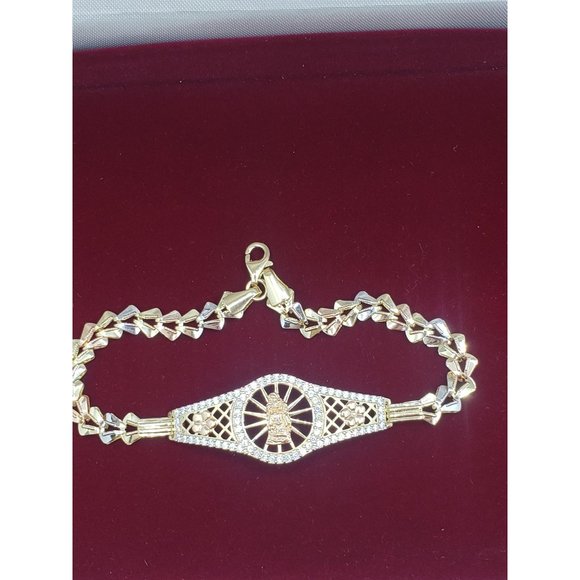 14k REAL GOLD women's Bracelets Guadalupe Circles or Rings pave - Picture 14 of 16